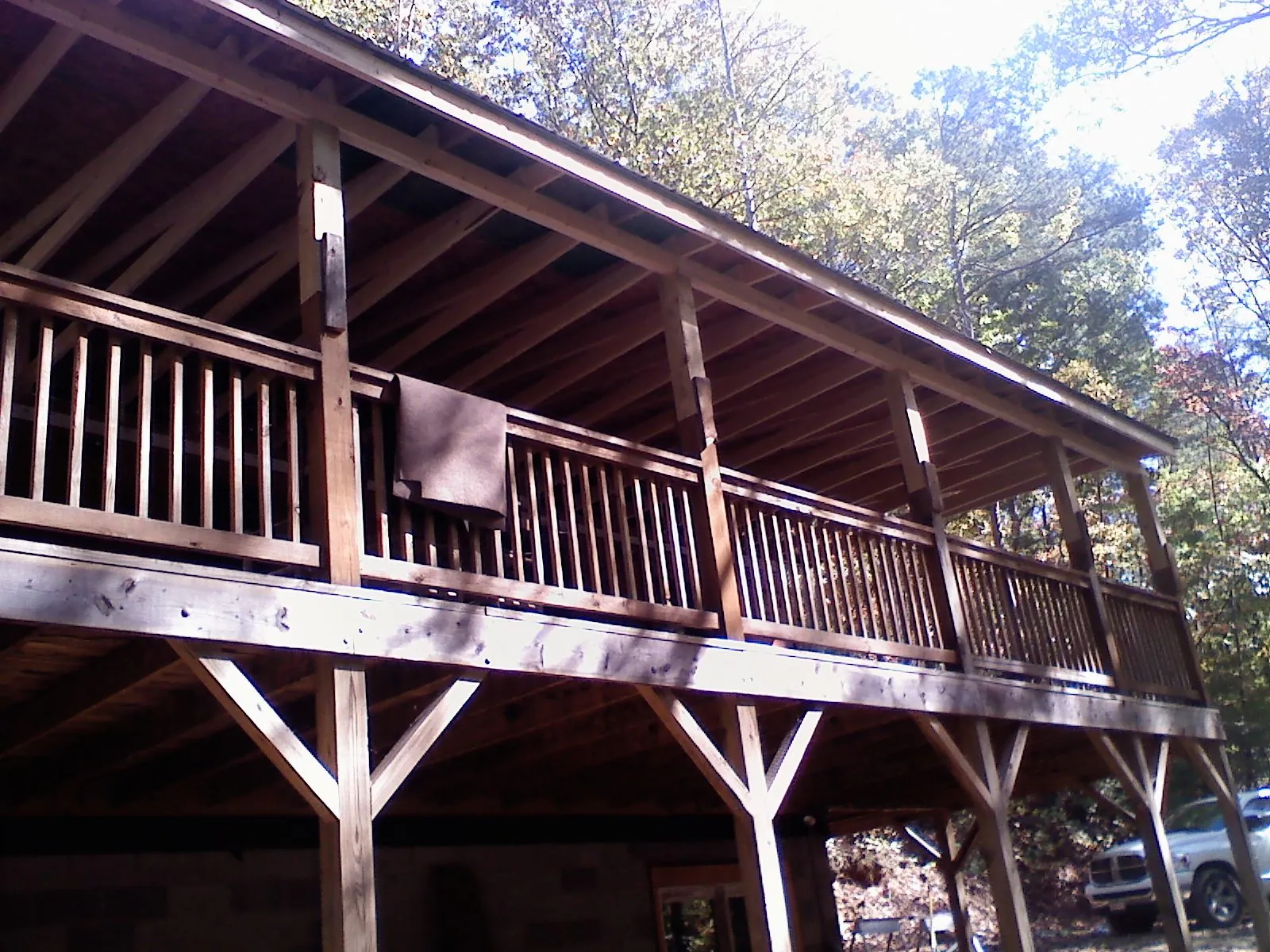 Timber framing under a new elevated porch and deck — Roof Leak Repair in Thompsons Station by Roofing Brothers